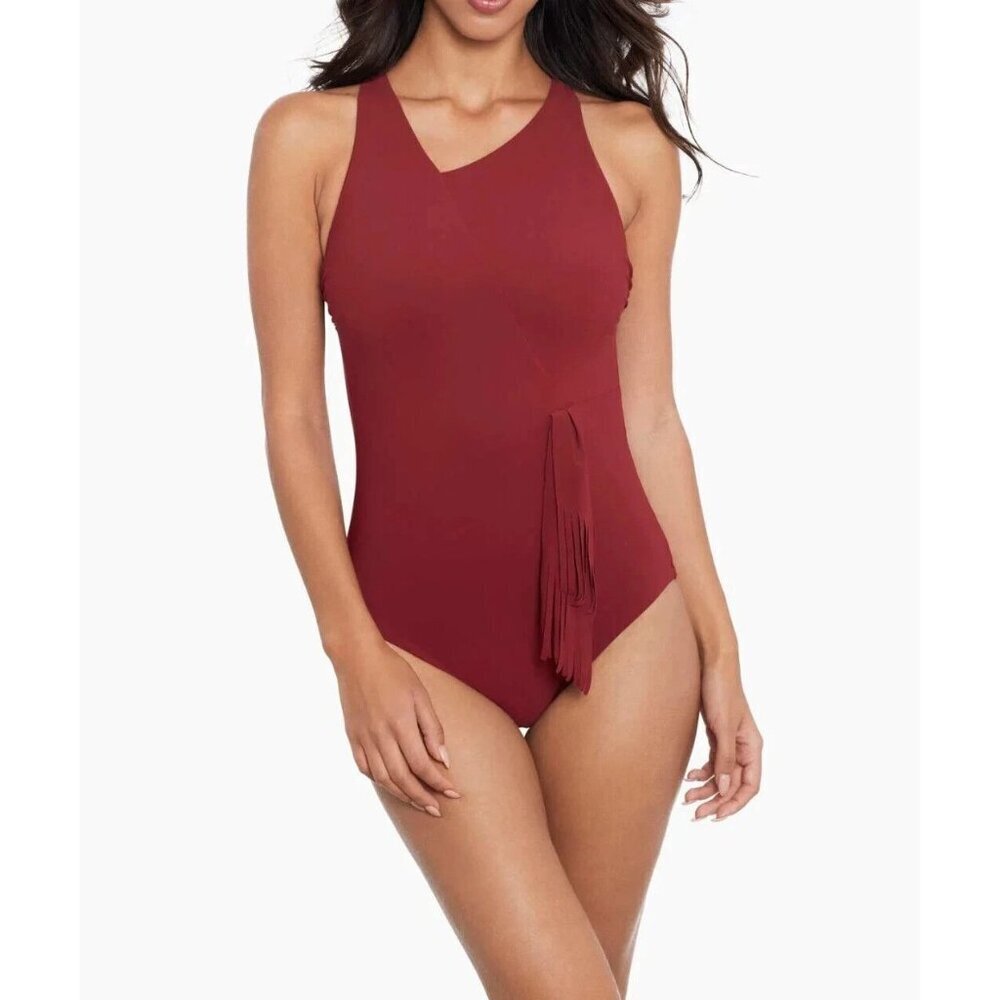 New $170 Amoressa Swimsuit 14 Paprika Sashay One Piece Shaping‎ Miraclebrand